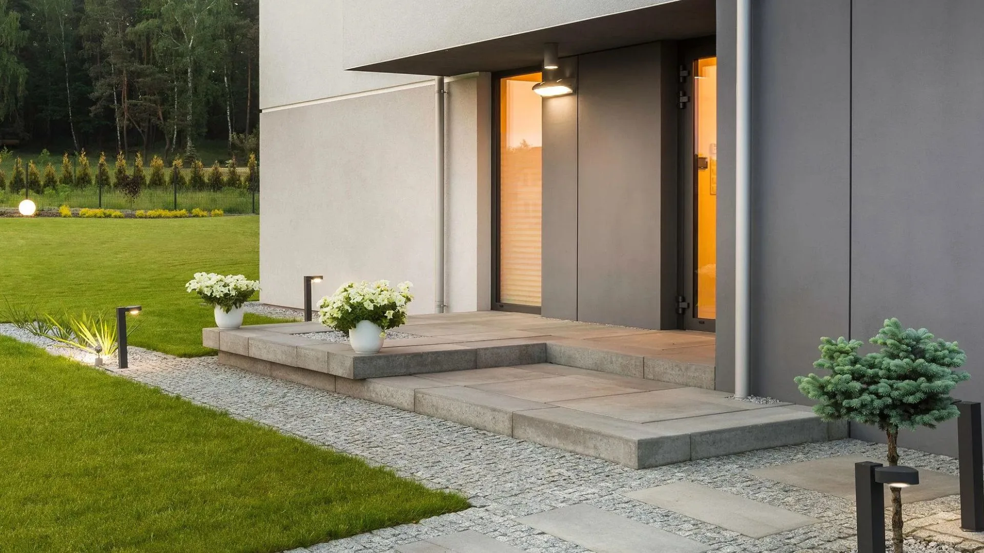 Landscape design matching home architecture showing modern and traditional style compatibility