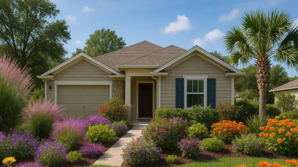 Small yard landscaping with ground cover plants and native species for low maintenance design